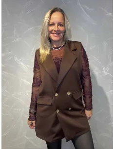 35881 LANG VEST KLASSISK BRUN