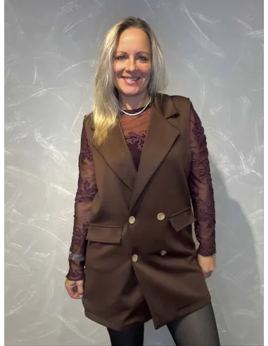 35881 LANG VEST KLASSISK BRUN