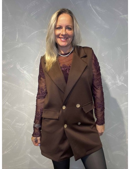 35881 LANG VEST KLASSISK BRUN