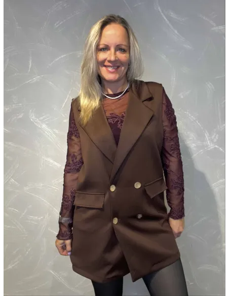 35881 LANG VEST KLASSISK BRUN