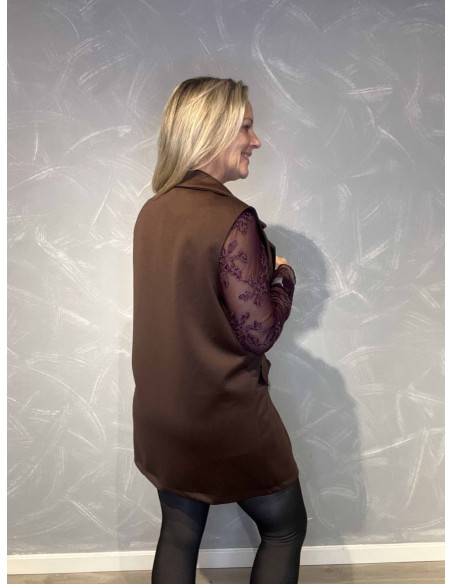35881 LANG VEST KLASSISK BRUN