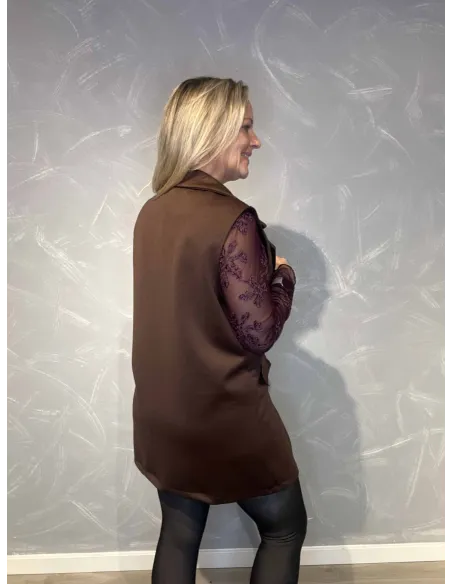 35881 LANG VEST KLASSISK BRUN