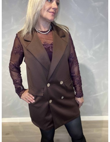 35881 LANG VEST KLASSISK BRUN