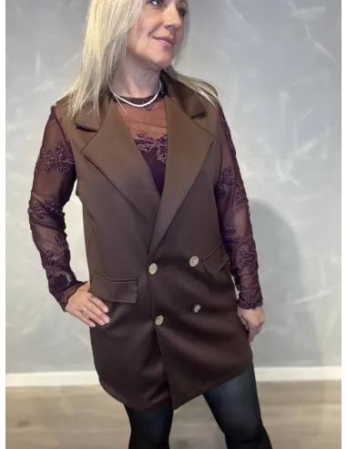 35881 LANG VEST KLASSISK BRUN