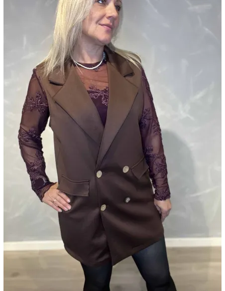 35881 LANG VEST KLASSISK BRUN