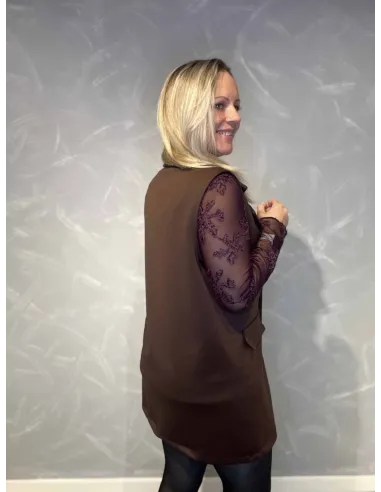 35881 LANG VEST KLASSISK BRUN