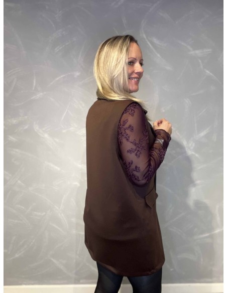 35881 LANG VEST KLASSISK BRUN
