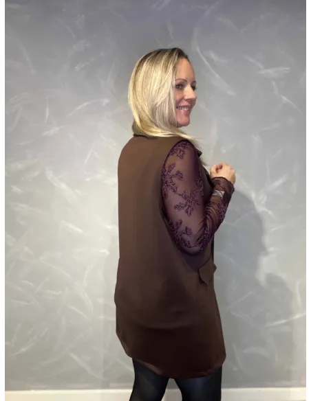 35881 LANG VEST KLASSISK BRUN