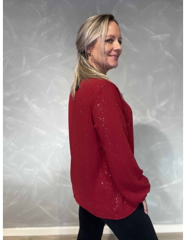 Bagside af rød glimmer bluse til kvinder – TIPPY