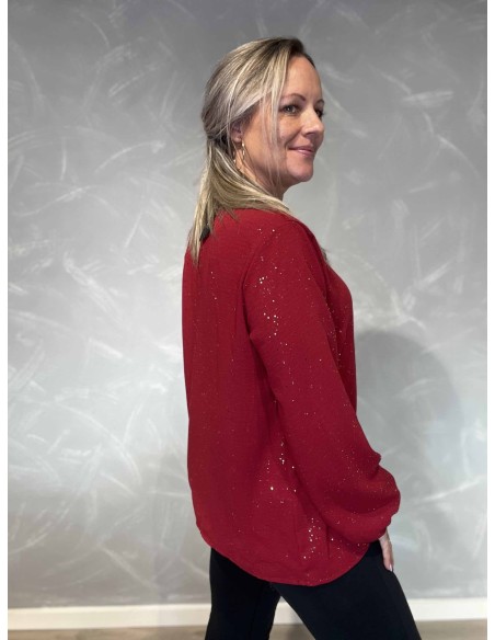 Bagside af rød glimmer bluse til kvinder – TIPPY