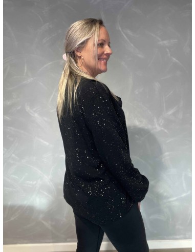 Bagside af sort glimmer bluse til kvinder – TIPPY