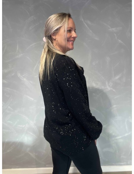 Bagside af sort glimmer bluse til kvinder – TIPPY