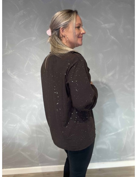 Bagside af coffee glimmer bluse til kvinder – TIPPY
