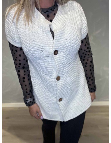 Hvid strikvest, nærbillede af knapper - Tippy Collection