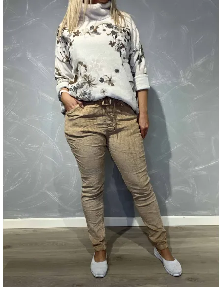 Latte fløjl bukser med bindebånd til kvinder – TIPPY Collection