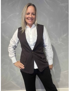 Brun vest med pyntelommer og knap til kvinder – TIPPY Collection