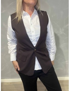 Brun vest med pyntelommer og knap til kvinder – TIPPY Collection 2