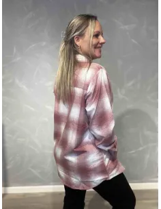 Rosa ternet bomuldsskjorte med knapper til kvinder – Design by TIPPY 2