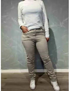 Beige slim fit jeans til kvinder – Karostar