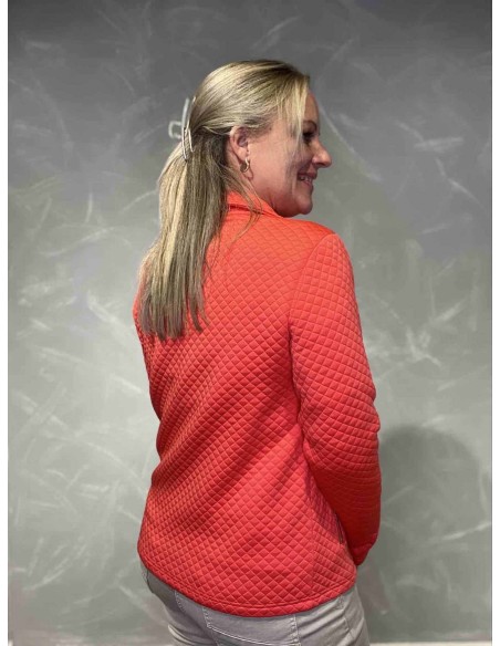 Bagside af coral quiltet jakke til kvinder – TIPPY