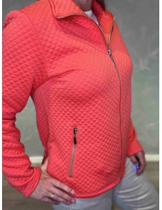 Coral quiltet jakke med lynlås til kvinder – Design by Tippy 2