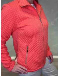 Coral quiltet jakke med lynlås til kvinder – Design by Tippy 2