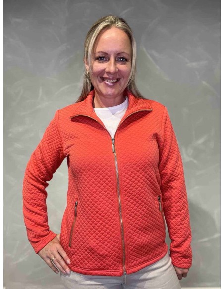 Coral quiltet jakke med lynlås til kvinder – Design by Tippy