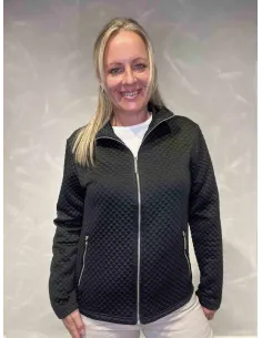 Sort quiltet jakke med lynlås til kvinder – Design by Tippy