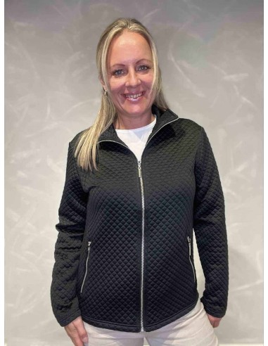 Sort quiltet jakke med lynlås til kvinder – Design by Tippy