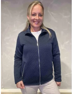 Navy quiltet jakke med lynlås til kvinder – Design by Tippy