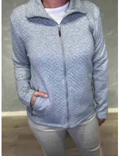 Lys grå quiltet jakke med lynlås til kvinder – Design by Tippy 2