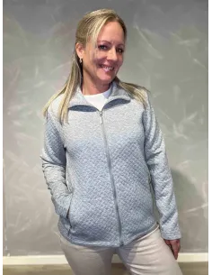 Lys grå quiltet jakke med lynlås til kvinder – Design by Tippy