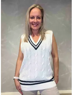 Hvid kabelstrik slipover til kvinder – Tippy Collection