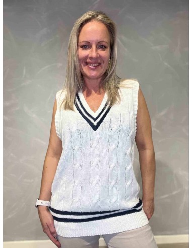Hvid kabelstrik slipover til kvinder – Tippy Collection