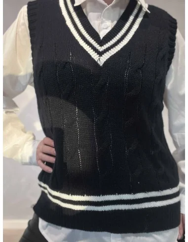 Kabelstrik på navy slipover – TIPPY