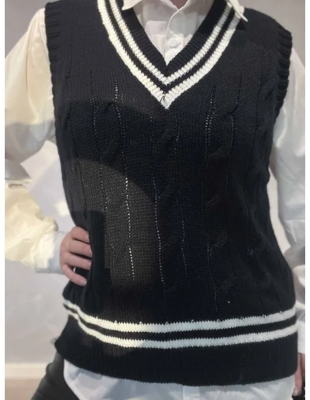 Kabelstrik på navy slipover – TIPPY