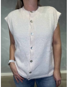 Rosa strikvest med knapper til kvinder – Tippy Collection 2