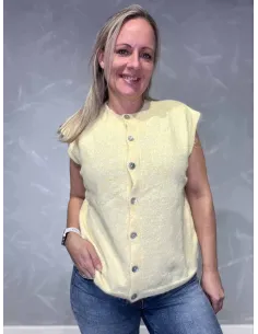 Gul strikvest med knapper til kvinder – Tippy Collection