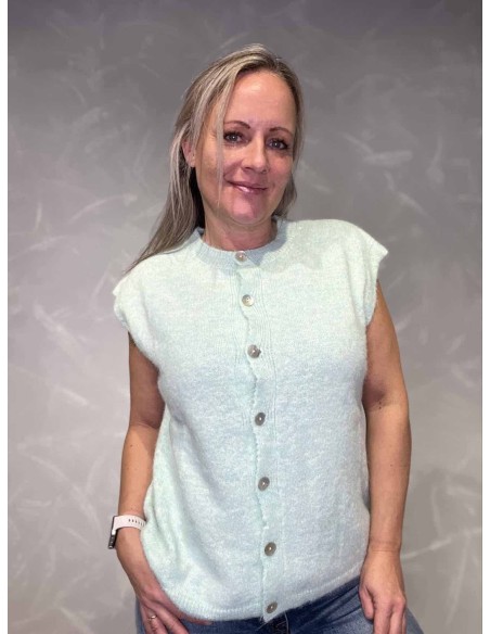 Mint strikvest med knapper til kvinder – Tippy Collection