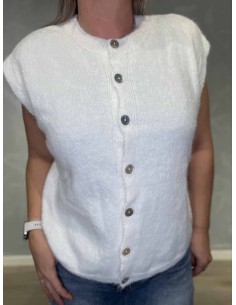 Hvid strikvest med knapper til kvinder – Tippy Collection 2