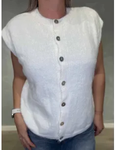 Hvid strikvest med knapper til kvinder – Tippy Collection 2