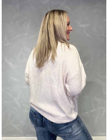 Bagside af rosa strik cardigan med klokkeærmer – TIPPY
