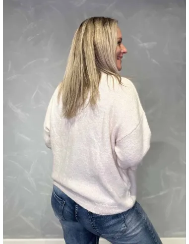 Bagside af rosa strik cardigan med klokkeærmer – TIPPY