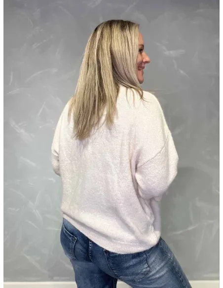 Bagside af rosa strik cardigan med klokkeærmer – TIPPY