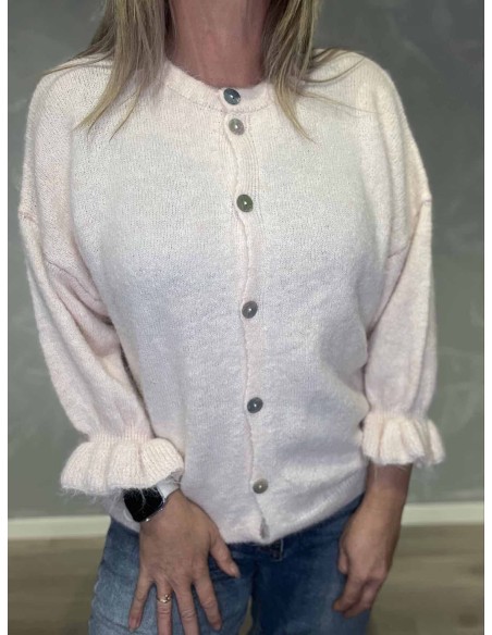 Nærbillede af strikstruktur på strik cardigan – TIPPY