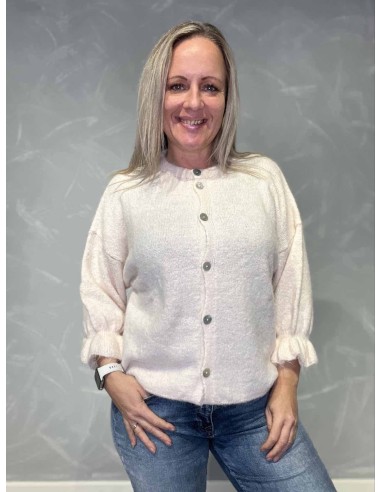Rosa strik cardigan med klokkeærmer til kvinder – Tippy Collection