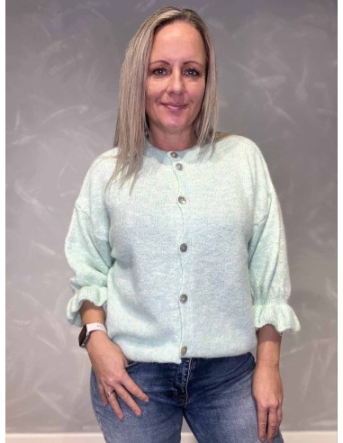 Mint strik cardigan med klokkeærmer til kvinder – Tippy Collection