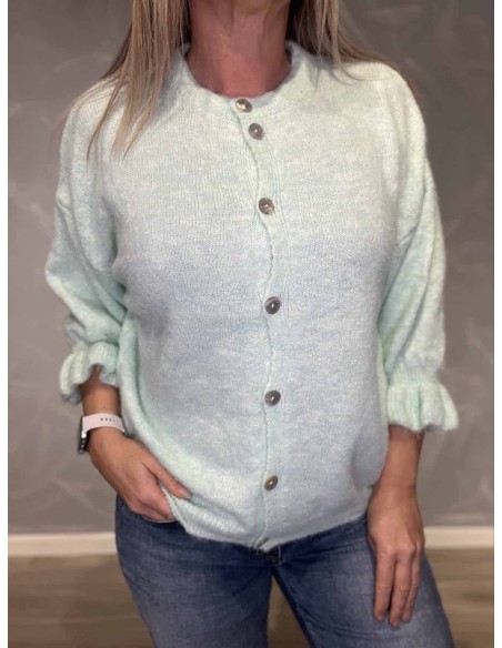 Knaplukning på mint strik cardigan – TIPPY