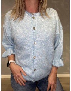 Lys blå strik cardigan med klokkeærmer til kvinder – Tippy Collection 2