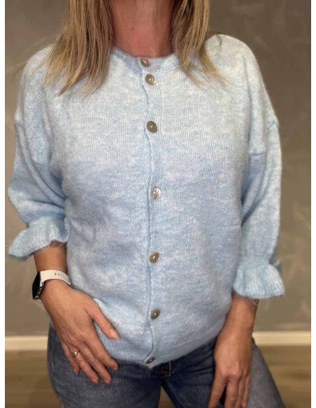 Nærbillede af strikstruktur på strik cardigan – TIPPY